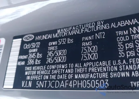 2023 Hyundai Santa Cruz Night from USA, damaged, VIN 5NTJCDAF4PH050503